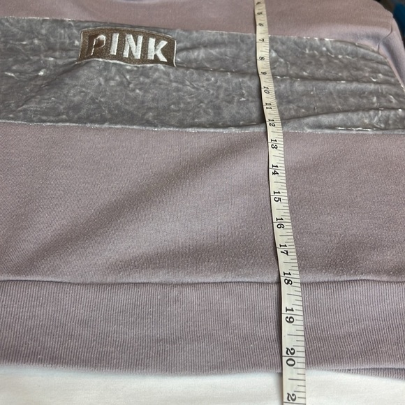 Pink Victorias Secret Hoodie Sweatshirt Purple Burnt Velvet Lace Up Sleeve SZ M - Picture 6 of 10